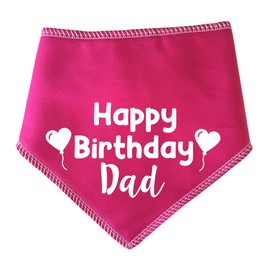 Spoilt Rotten Pets Pink 'Happy Birthday Dad ' Dog Bandana Birthday Card From The Dog (Size 2 Small Dogs Terriers & Cockerpoo)
