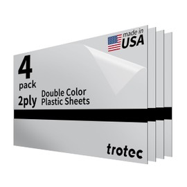 Trotec | Thin Acrylic Sheet | 24”x12”x 1/50”, 4 Pcs | 2 Ply | Silver/Black | Matte, Gloss & Brushed Metal Finish | Acrylic Panels for Laser Engraving, Trophy Plates, Interior Signs & Badges