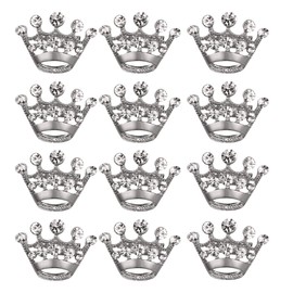 VICASKY 12pcs Crown Brooch Pin Crown Brooch Silver Crystal Brooches Scarves Buckle Collar Pin Crown Brooch Crown Brooch Gold Corsage Bouquet Kit Wedding Party Pageant Brooch, Alloy and crystal,