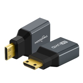 Twozoh 8K Mini HDMI Adapter (Pack of 2), 2.1 Mini HDMI Male to Standard HDMI Female Adapter Converter, Supports 8K@60Hz, 4K@120Hz, 2K@240Hz