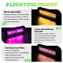 HNRLOY UVB Light for Reptiles–9W Reptile UVB Light for Bearded Dragon, Turtle, Tortoise & Gecko,UVB Heat Lamp Fixture,5INCH Basking Lights for Lizard & Snake,Timer Switch, Adjustable Brightness