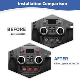 RT-TCZ para Jeep JK Radio Audio AC Knob Cover Ring recortar Ring Rojo para Jeep Wrangler JK 2011-2017 Compass 2010-2016 Patriot 2011-2016 Accesorios interiores rojos 5 piezas