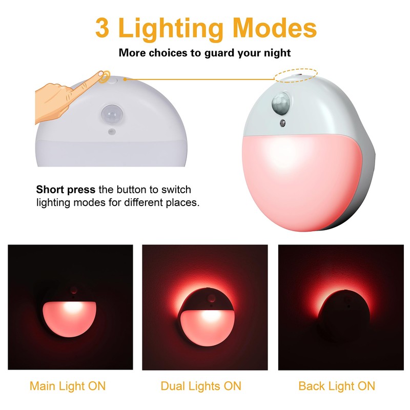 YUNLEX 2 Pack Red Night Light, Battery Operated Night Light,