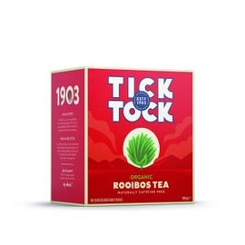 TICK TOCK TEAS Organic Rooibos Tea Bags - Naturally Caffeine Free Red Bush Herbal Tea from South Africa | Smooth & Rich Flavor, Low Tannin, Enjoy Hot or Iced with Milk, Lemon, or Honey - 80 Count