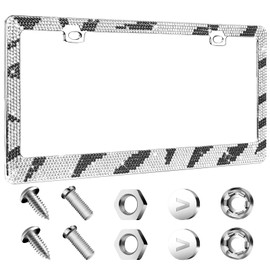Valor Zebra Bling Crystals Car License Plate Frames for Women, Handcrafted Sparkly Diamond License Plate Cover, Glitter Rhinestone Car License Plate Holder, Zinc Alloy Frame with Anti Theft Screw Caps