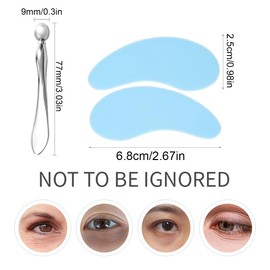 KQOZG 3-teiliges Set Wiederverwendbare Augenpads aus 100% medizinischem Silikon mit Augenmassagestab, Reduziert Falten und feine Linien