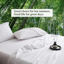 Simple&Opulence 100% Viscose from Bamboo Sheet Set 4Pcs, Cooling for Hot Sleepers, Soft Breathable Bed Sheets Set, 15" Deep Pockets, Luxury Hotel Silky Bedding Sheets (White,King)