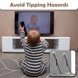 Joythink Safety Strap No-Drill Anti Tip Straps for TV and Furniture Wall Anchors Adjustable Anti Tip TV Strap Baby Proofing Child Safety Black