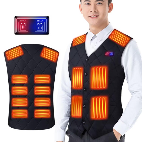 Nozomiii Heating Vest, Heating Vest, 16 Heating Points, Front and Rear Independent Switch, Electric Heating Vest, Japanese Fiber Heater, Electric Heating Jacket, Heating Vest, Men's, Women's, Electric