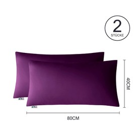 Amolavet Cushion Cover 40 x 80 cm, Purple, Set of 2 Pillowcases 40 x 80 cm with Envelope Closure, Made of Brushed Microfibre