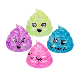 Glitter Poop Sugar Squeeze- Party Favors for Kids Birthday Parties Goodie Bags Reward Box Treasure Chest Carnival Prizes - Squeeze Ball Stress Relief Fidget Tactile Sensory Toy- 4 Piece Set