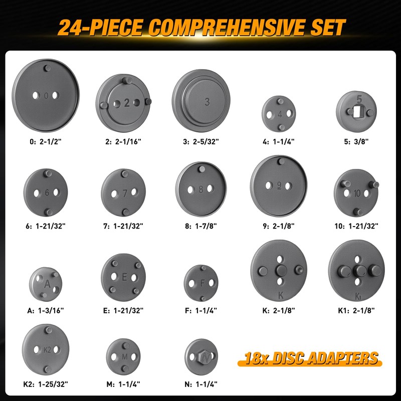 GOOACC 22pcs Disc Brake Caliper Compression Tool Set, Caliper Piston