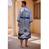PRODESIGN Mens Houndstooth Kimono Robe - Long Satin Sleepwear Silky