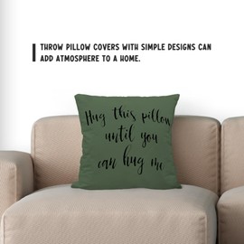 Sufamb Hug This Pillow Until You Can Hug Me Reversible Decor Throw Pillow Case Decor for Home Bedroom, 24'' x 24'' Green Pillow case,Gift Wife,Husband,Wedding Anniversary,Long Distance Relationship