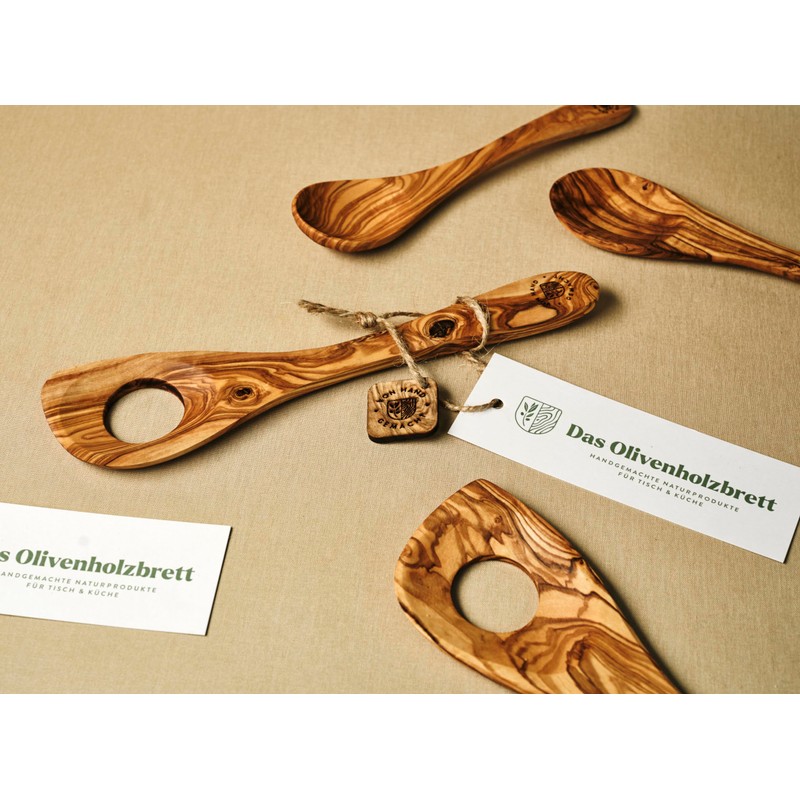 das Olivenholzbrett® Olive Wood Risotto Spoon with Hole 30 cm
