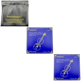 2 Pack Violin Strings 4/4 Full Set with Leather Storage Pocket Replacement Medium Tension Violin Strings Rich Tone Handcrafted for Young students and Musicians (2 Pack 4/4 size blue purple)