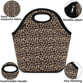 FlowFly Neoprene Kids Lunch box Insulated Soft Bag Mini Cooler Thermal Meal Tote Kit for Boys, Girls,Men,Women,School,Work, Office, Leopard