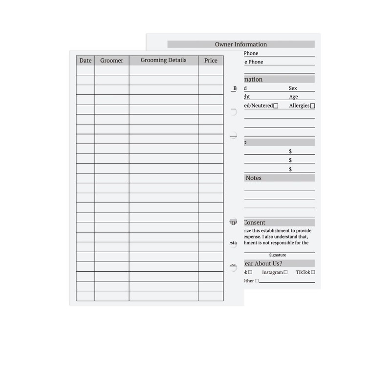 suituts 200 Sheets Dog Grooming Cards, 5.6" X 8.2" Pet