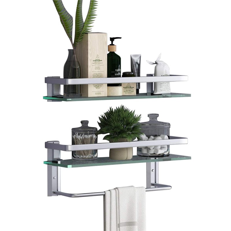 VOLPONE Glass Bathroom Shelf 15.7in Bathroom Shelf Wall Mounted Floating
