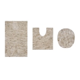 Home Weavers Essential 3-Piece Bathroom Rug Set, Plush Microfiber Bath Mat, U-Shaped Contour Rug and Toilet Lid Cover, Ultra Absorbent, Quick-Dry, Non-Slip Bathroom Mats, Machine Washable, Ivory