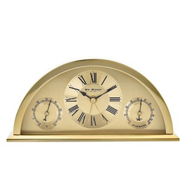WILLIAM WIDDOP Gold Aluminium Crescent Mantel Clock