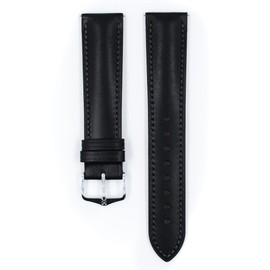 HIRSCH Kent Unisex Calfskin Watch Strap 20 mm, black, 20 mm, Traditional, soft