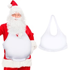 JOINSI Santa Claus Fake Belly Stuffer Padding Christmas Dress Up Suit Costume for Xmas Cosplay Party Supplies (White)