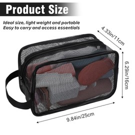 1 Pcs Mesh Shower Bag Black Portable Mesh Shower Caddy Bag Quick Dry Tote Bags Dorm Toiletry Organizer for Gym Travel Camping College Dorm Room Bathroom Women Men Gifts 9.8 × 6.3 × 4.3 Inch
