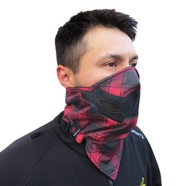 Grace Folly Half Face Mask for Cold Winter Weather. Use this Half Balaclava for Snowboarding, Ski, Motorcycle. (Many Colors) (Red Plaid)
