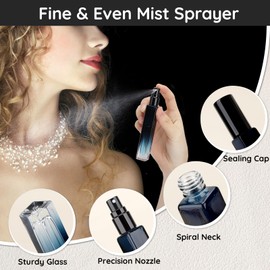 Segbeauty 10ml Perfume Travel Refillable, 2pcs Mini Atomizer Sprayer for Perfume, Empty Perfume Bottle Glass Spray Bottles Toiletries Sample Dispensing Container with Refill Tool Kit Gradient Blue