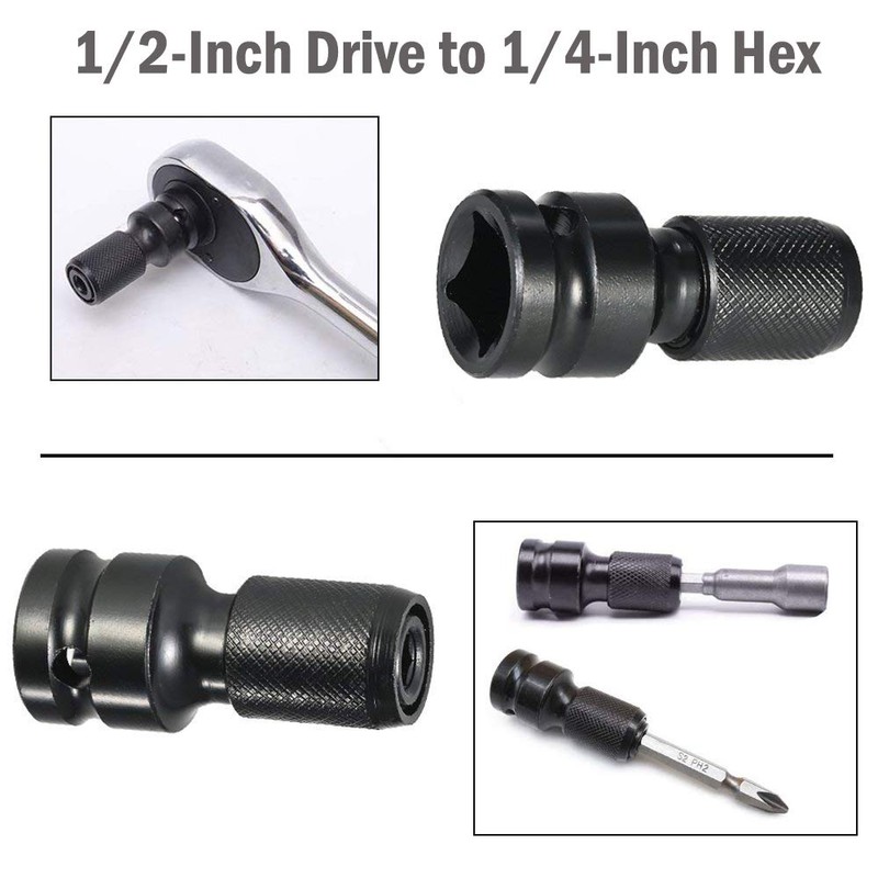 Gasea 2 Pack 1/2 Square Drive to 1/4 Hex Shank