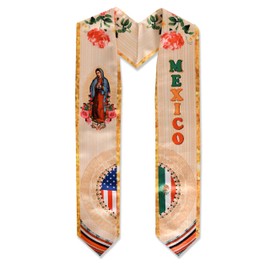Ulikuwa Class of 2025 Mexican Graduation Sash, Mexico American Flag Our Lady of Guadalupe Print V Shape Graduation Stole for High School & College Graduates Graduation Gifts