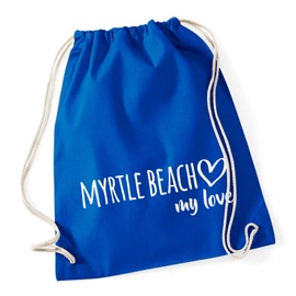 Huuraa Daybag Myrtle Beach my love Geschenk Tasche Bright Royal 12 Liter Baumwolle Myrtle Beach Mitbringsel
