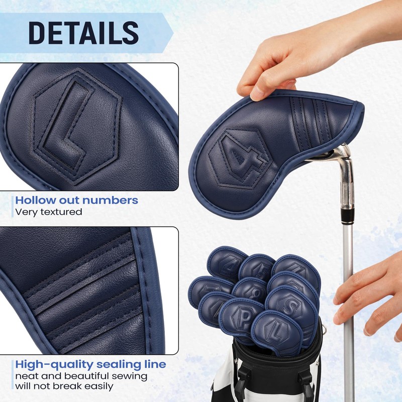 Golf Iron Club Head Covers Magnetic 10pcs 4-9,P,A,S,L Right Hand