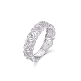 Victorian Design Ladies Hallmarked 925 Silver White Sapphire Eternity Ring Sizes I to W (W)