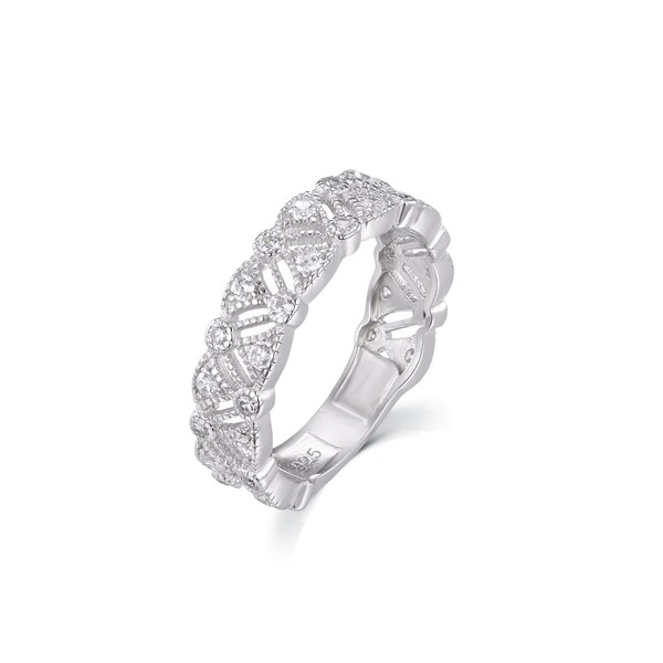 Victorian Design Ladies Hallmarked 925 Silver White Sapphire Eternity Ring