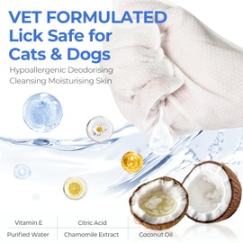 PUPMATE Pet Cleaning Glove Wipes for Dogs & Cats, Hypoallergenic Deodorizing Disposable Bathing Wipes,No-Rinse Grooming Wipes,Perfect for Pet Dry Cleaning,Daily Care and Travel, Coconut Scent, 24 pcs