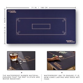 KEEPBET 70 x 35 Inch Premium Poker MAT, 6-10 Players Texas Hold'em Waterproof Poker Rubber Mat Games Topper for Tables, Folding Portable Poker Table Top Layout with Carrying Bag(180PURPLE)