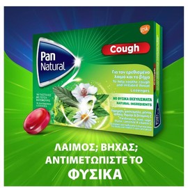 GlaxoSmithKline Pan Natural Cough Lozenges for Dry and Productive Cough 16 raspberry lozenges