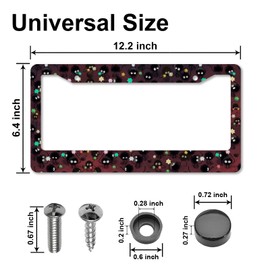 Anime License Plate Frames，Anime Car Accessories for Women and Men ，Cute Soot Sprites License Plate Holder，Aluminum License Plate Frame Fits Standard US Vehicles Size 12.2 x 6 Inch (Black 01-2pcs)