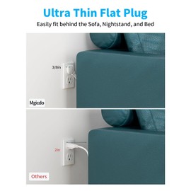 Magicdo Flat Plug Power Strip, 6Ft Extension Cord with 3 Side 6 Outlets Extender, Wall Mount for Travel Cruise Home Office Dorm Room Essentials