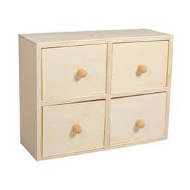 Rayher Wooden Chest, 15x20x7cm, 4 Drawers, Wood Brown, 20 x 15 x 8.4 cm
