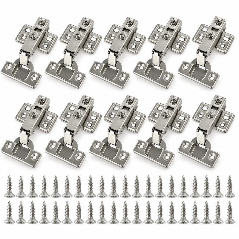 10-Pack Stainless Steel Soft-Close Cabinet Hinges – Concealed Hydraulic Damper