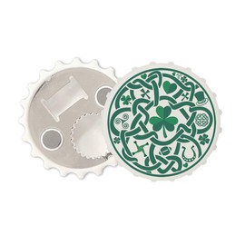 Ireland Shamrock Magnetic Bottle Cap Opener Fridge Magnet Irish Celtic Symbols