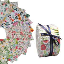 Jelly Roll Fabric Strips for Quilting 2.5 Inch Precut Floral Quilt Fabric Strips Roll Up Cotton Fabric Quilting Patchwork Roll 42Pcs