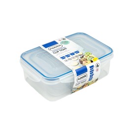 Addis Clip Tight Food Storage Containers 240 ml, 500 ml, 1 Litre and 1.5 Litre Rectangle Pack Of 4 Airtight Containers Bpa Free Easy Locking Lid Clips, Clear Transparent