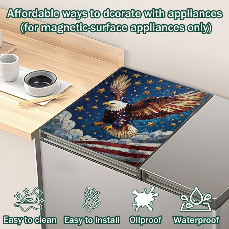 Bald Eagle Dishwasher Magnets Decorative Cover,4th of July Waterproof Magnetic