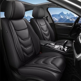 JIAMAOXIN Full Set Seat Covers for Ford Bronco Sport 2021-2024: Breathable Leather Car Seat Covers Cushion (5 Seat Full Set,Black)