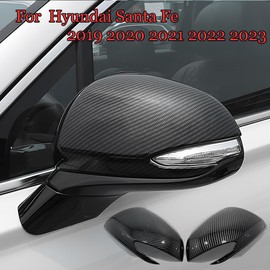MUXEE 2PCS Rear View Mirror Outside Housing Wing Mirror Cover Cap for Hyundai Santa Fe 2019 2020 2021 2022 2023 - ABS Carbon Fiber Sport Interior Accessories