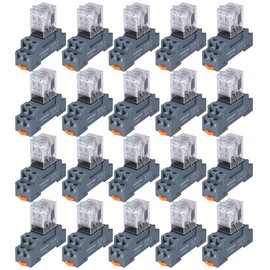 20PCS Electromagnetic Power Relay, 8-Pin 10 AMP 110/120V AC Relay Coil with Socket Base, LED Indicator, DPDT 2NO 2NC - MY2NJ [Applicable for DIN Rail System]